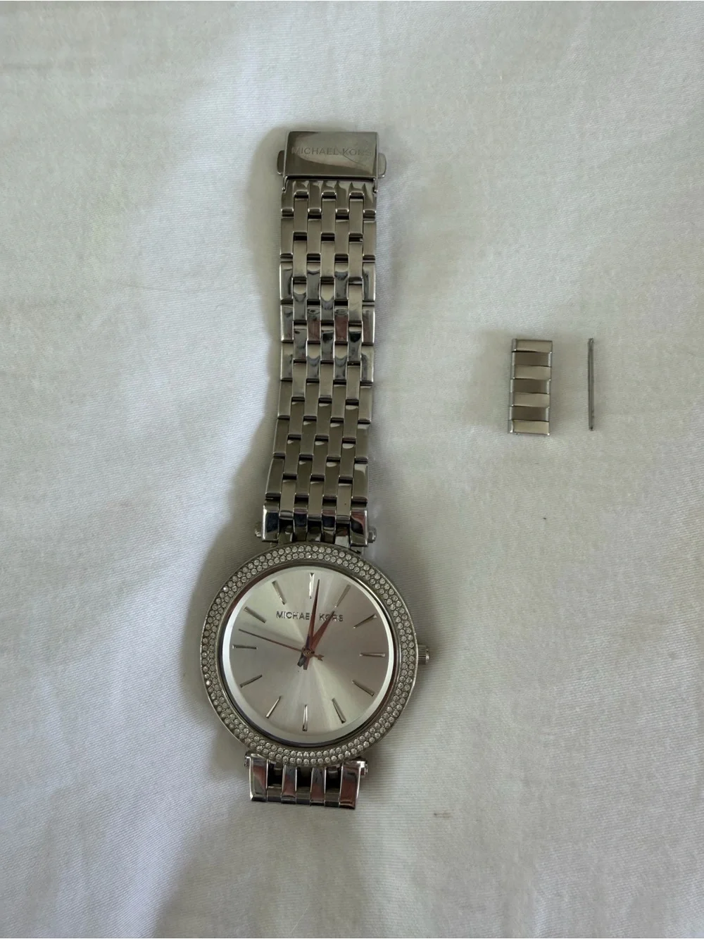 Michael Kors Silver Crystal-Accent Bracelet Watch